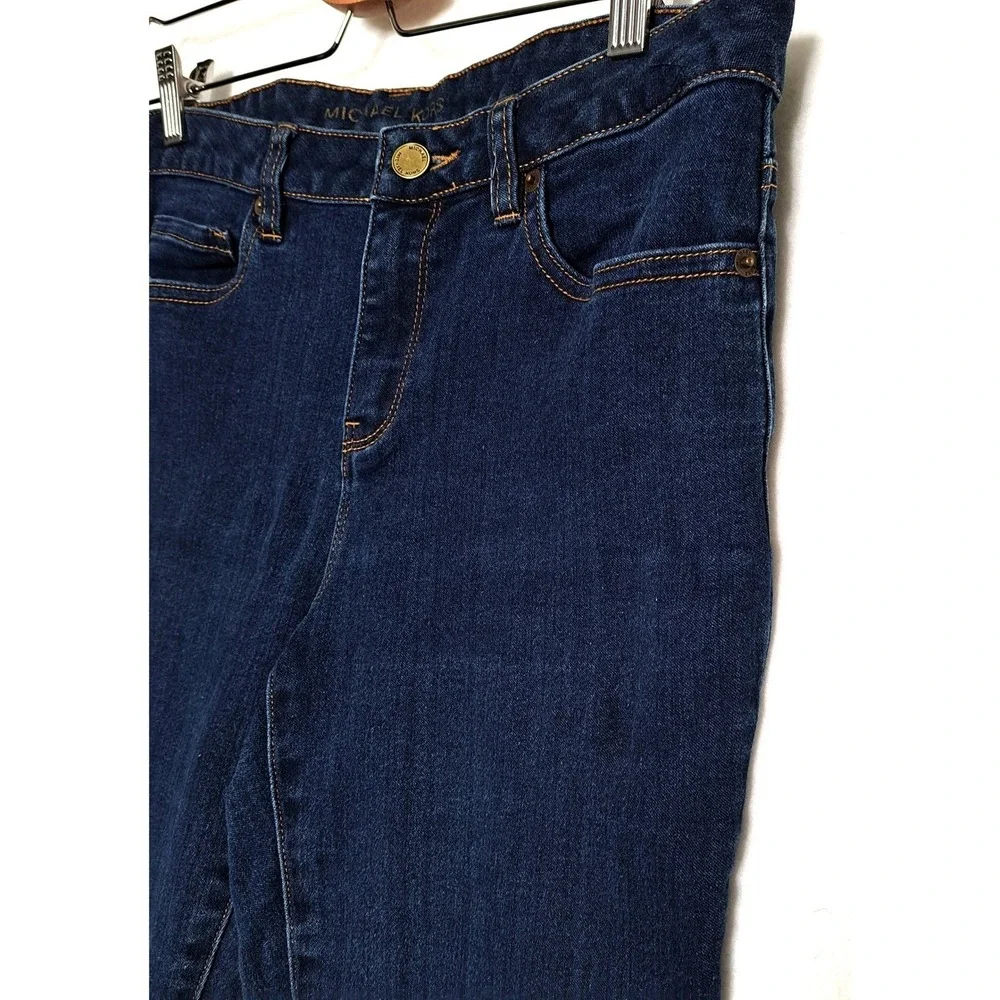 Michael Kors Womens 8 Dark Wash Cropped Skinny Jeans MK Logo‎ Gold Hardware